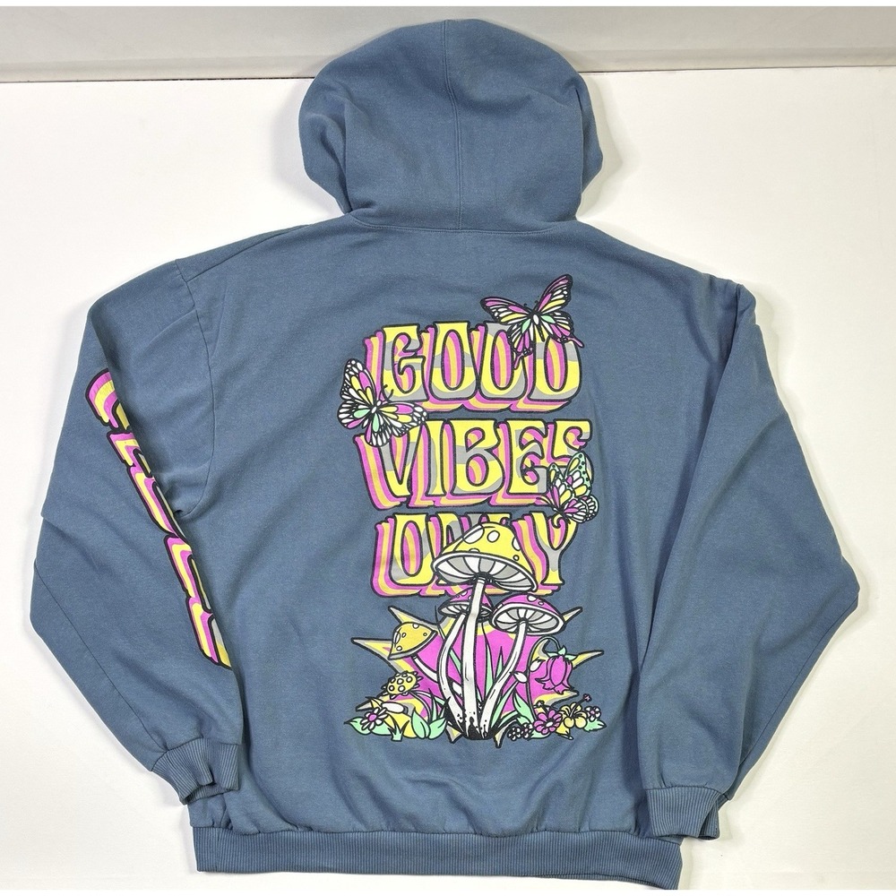 Fresh Laundry Hoodie Men's 3XL Good Vibes Only Blue Mushroom Pullover